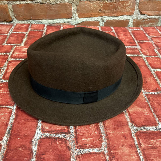 Wool Felt Fedora Hat Brown Size Large