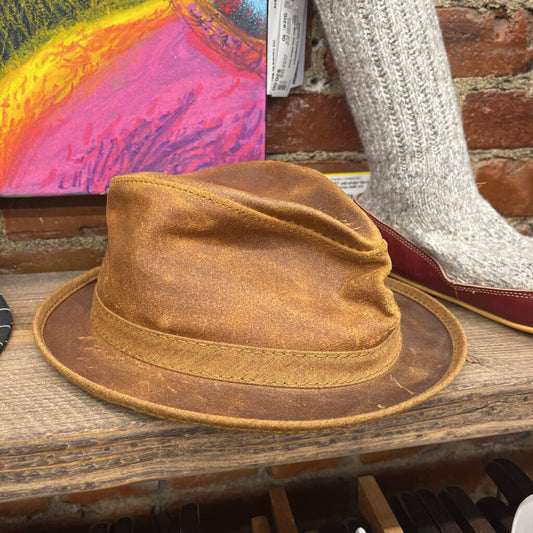 Ashbury Soho Leather Fedora Hat Size M/L