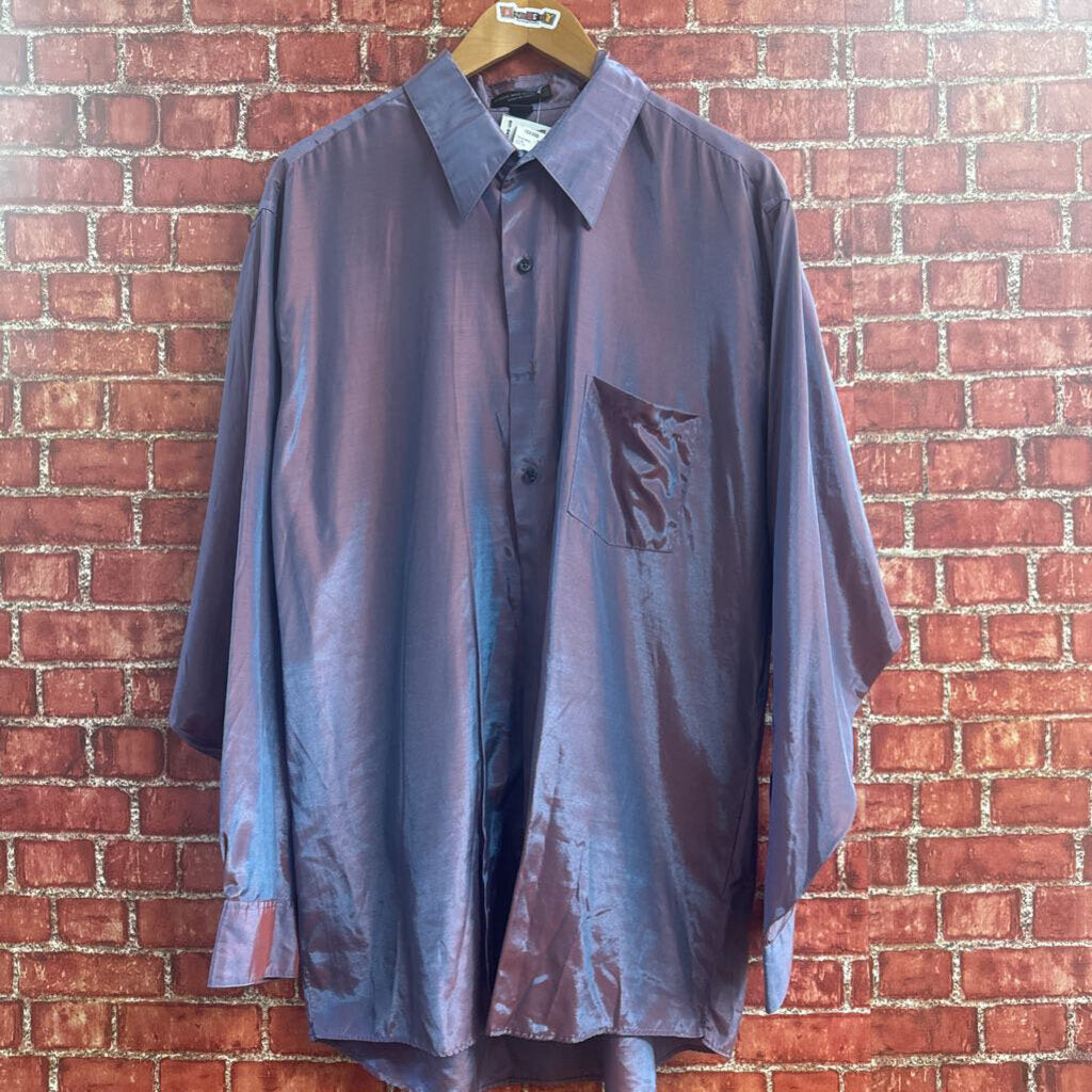 DKNY Iridescent Button Down Purple Size XL