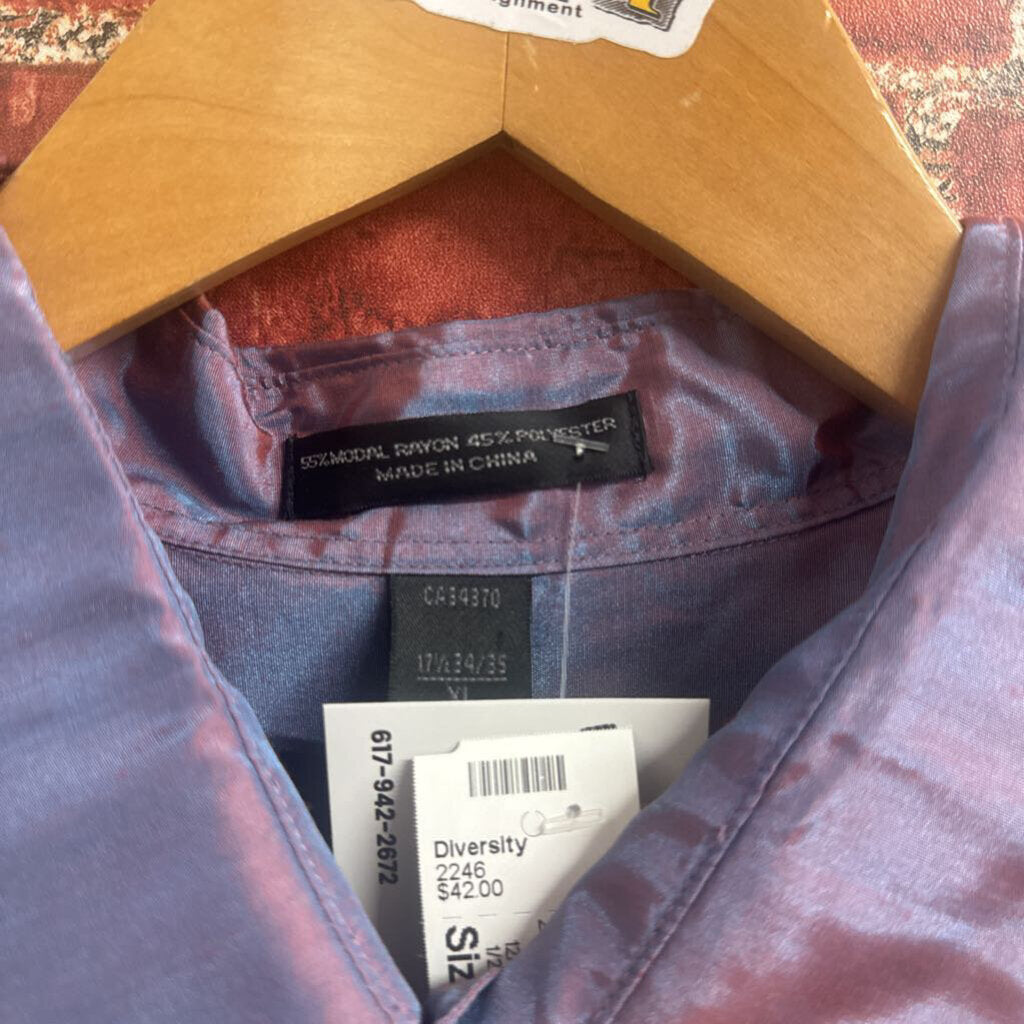 DKNY Iridescent Button Down Purple Size XL