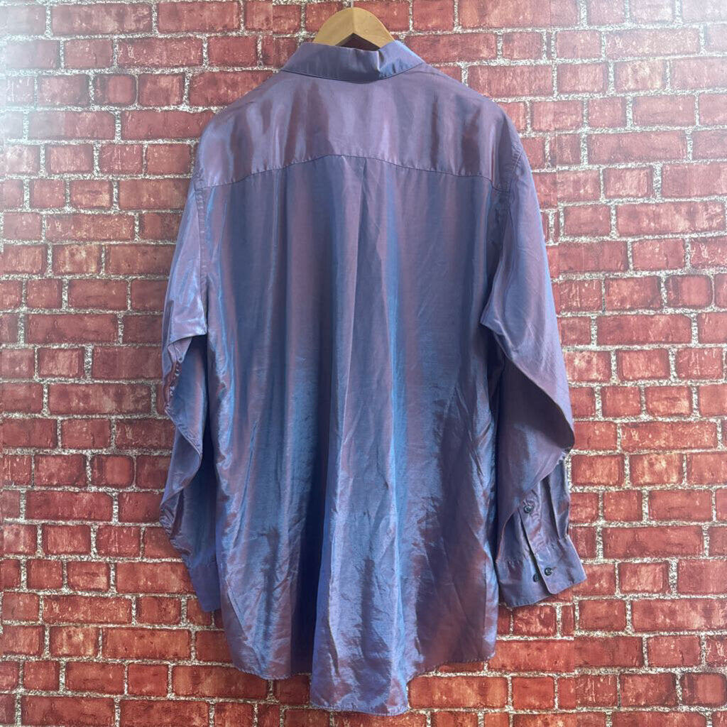 DKNY Iridescent Button Down Purple Size XL