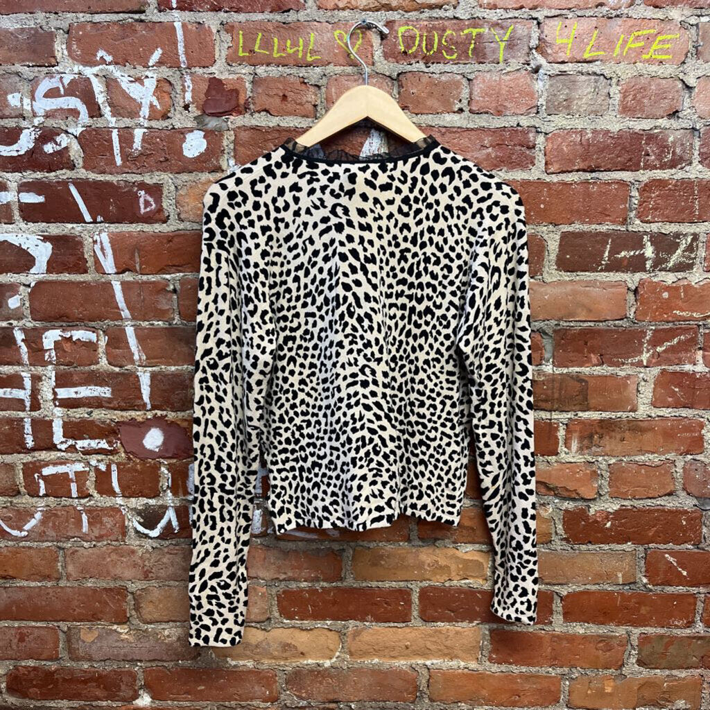 Surrealist Cheetah Print Cardigan Sweater Size Small