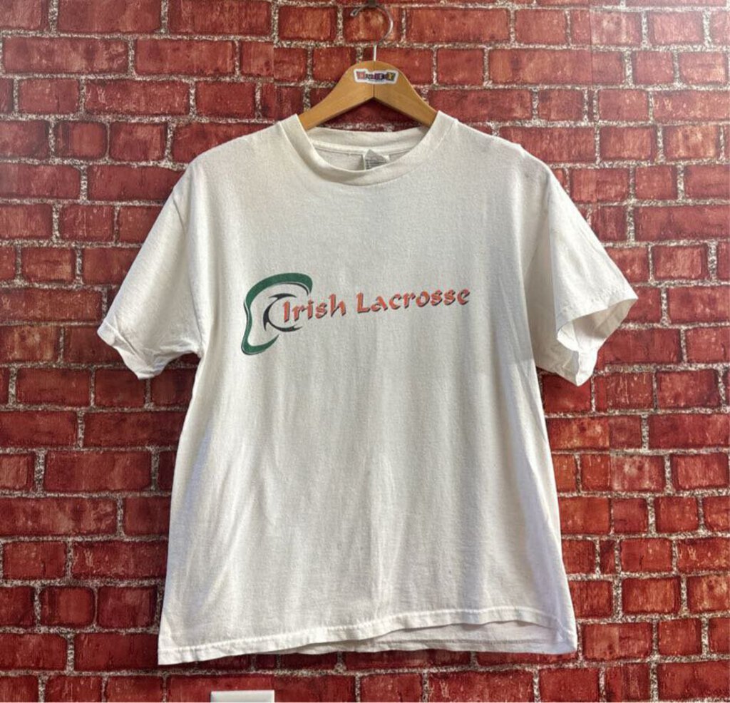 Vtg 90s Irish Lacrosse Graphic Tee Size M