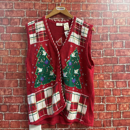 Vintage Bobbie Brooks Knit Holiday Cardigan Sweater Size Large