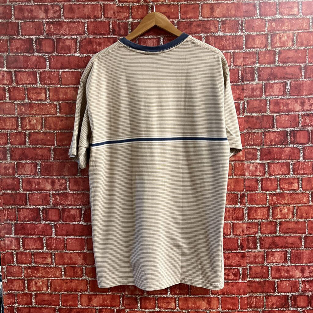 Route 66 Striped Tee Beige/Blue L