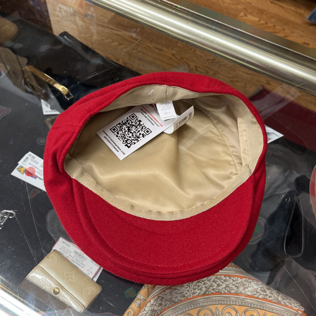 Wool Blend Red Scally Cap Size M