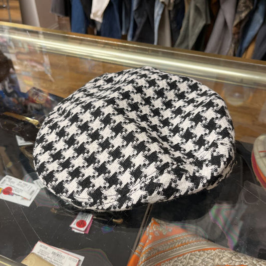 Wool Blend Scally Cap Houndstooth Size M