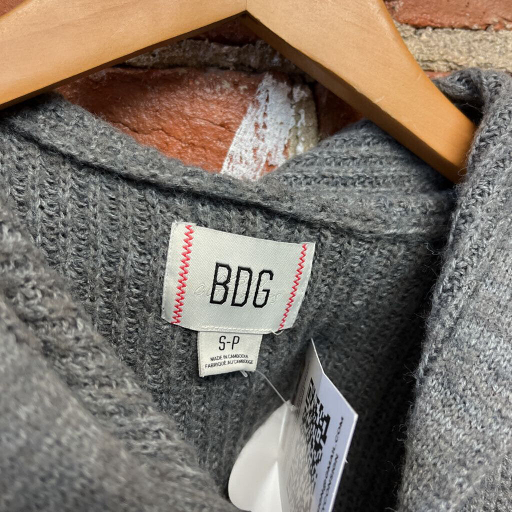 BDG Cropped Zip Up Hooded Vest Grey Size S