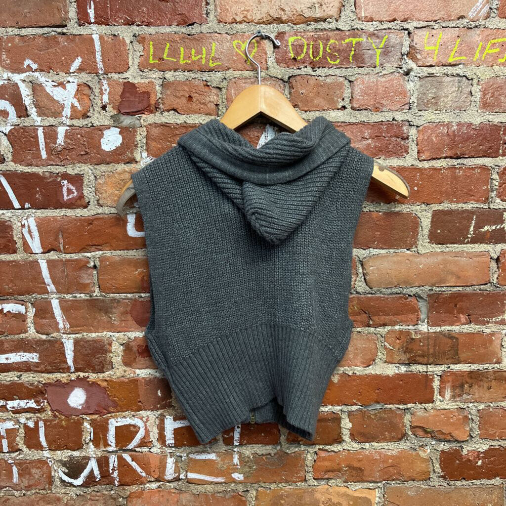 BDG Cropped Zip Up Hooded Vest Grey Size S