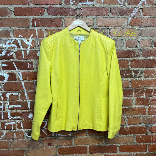 Vintage Russell Kemp Leather Zip Jacket Yellow Size XL