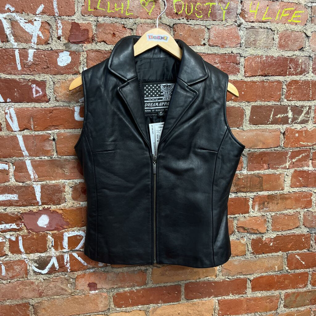 USA Biker Dream Leather Jacket Vest Size M