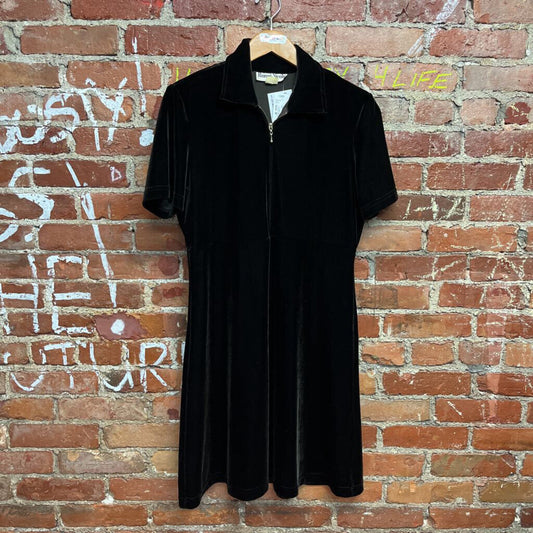 Vintage 80s Ronni Nicole Velour Mini Dress Black Size M