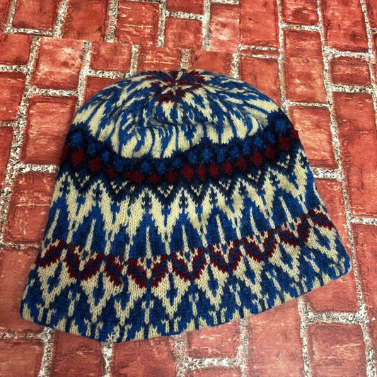 Vintage 80s Iceland from Jersey Modeller Knit Beanie blue