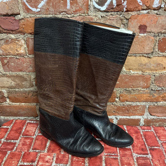 Vintage Kalliste Tall Boots Black Brown Size 37.5L