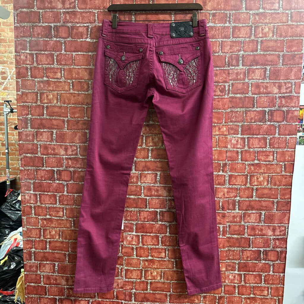 Miss Me Angel Wing Skinny Purple Pants Size 30