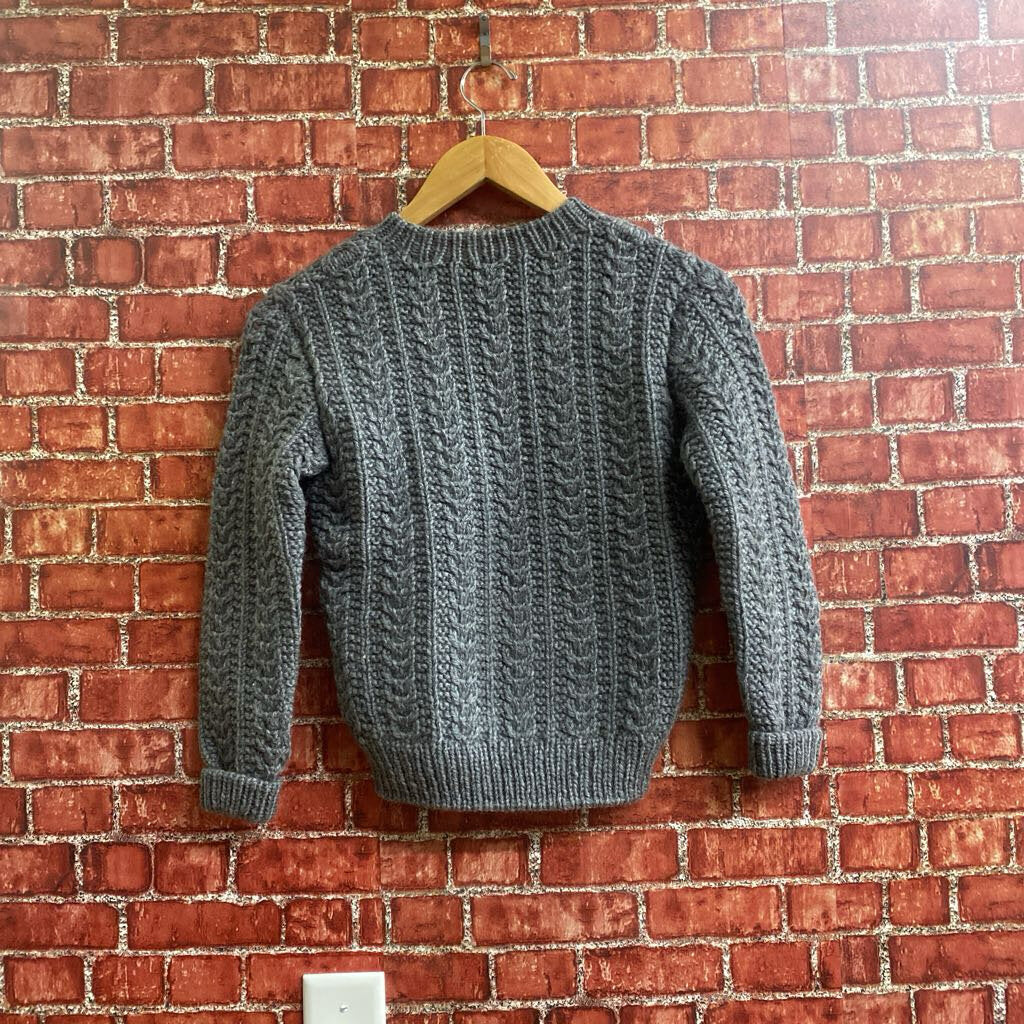 Vintage 60s Hand Knit Sweater Grey Size XS