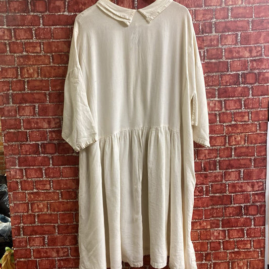 Vintage Last Scene Linen Collar Dress cream Size M