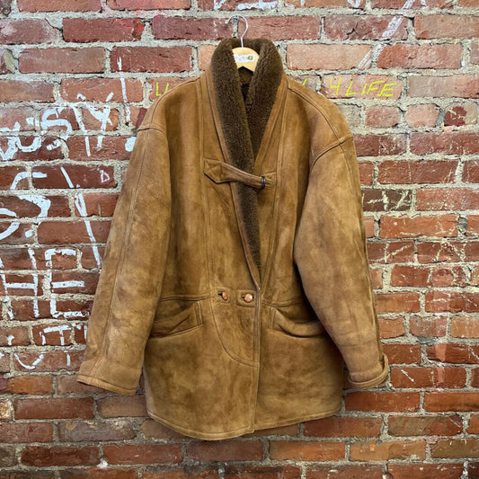 Shearling Original Vintage Sheepskin Coat Brown Size 40 (10)