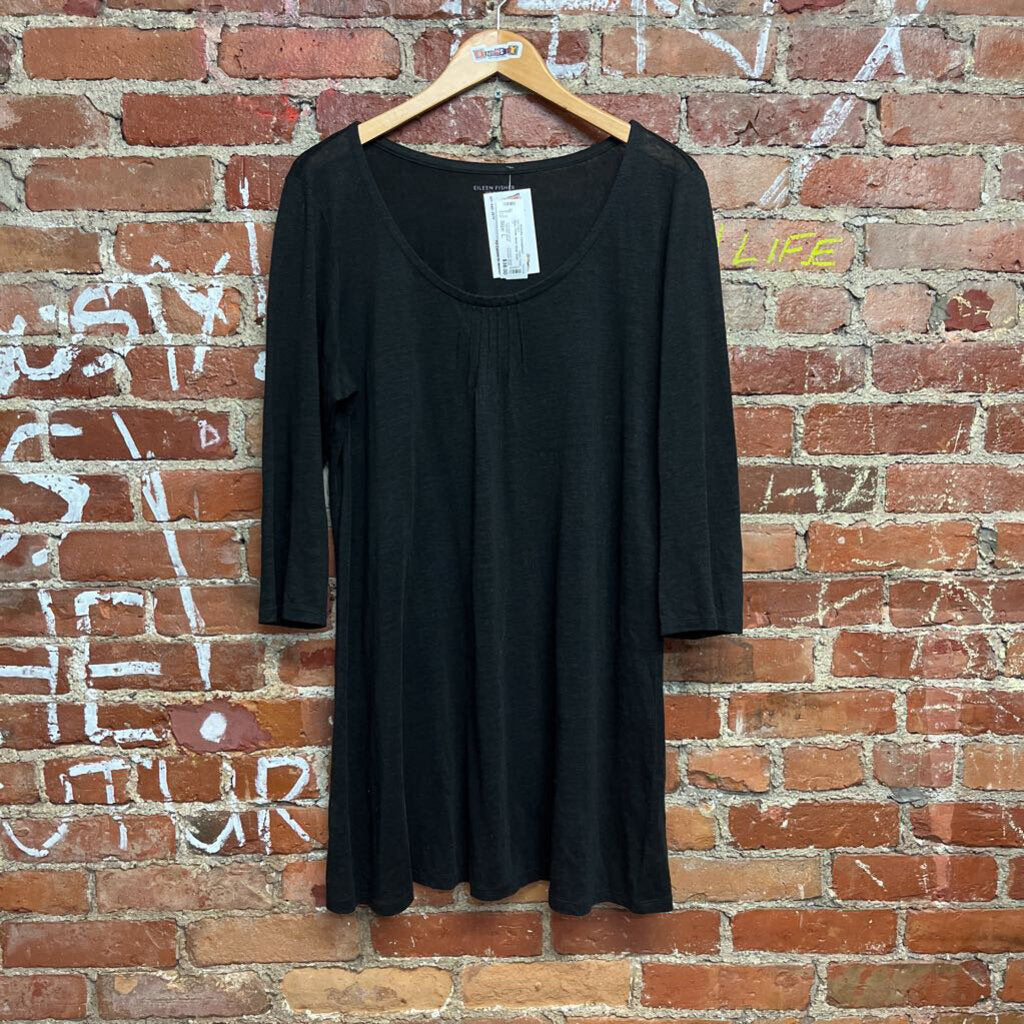 Eileen Fisher Black Basic Style Mini Dress Size L