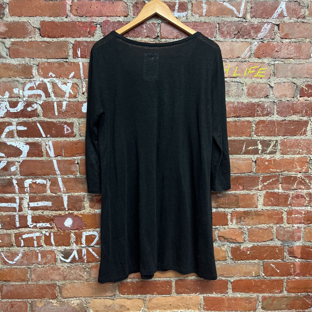 Eileen Fisher Black Basic Style Mini Dress Size L