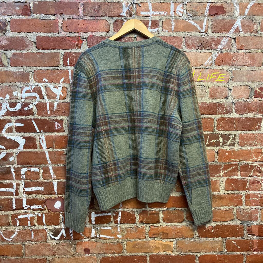 NWT Polo Ralph Lauren Plaid V Neck sweater Green Size L