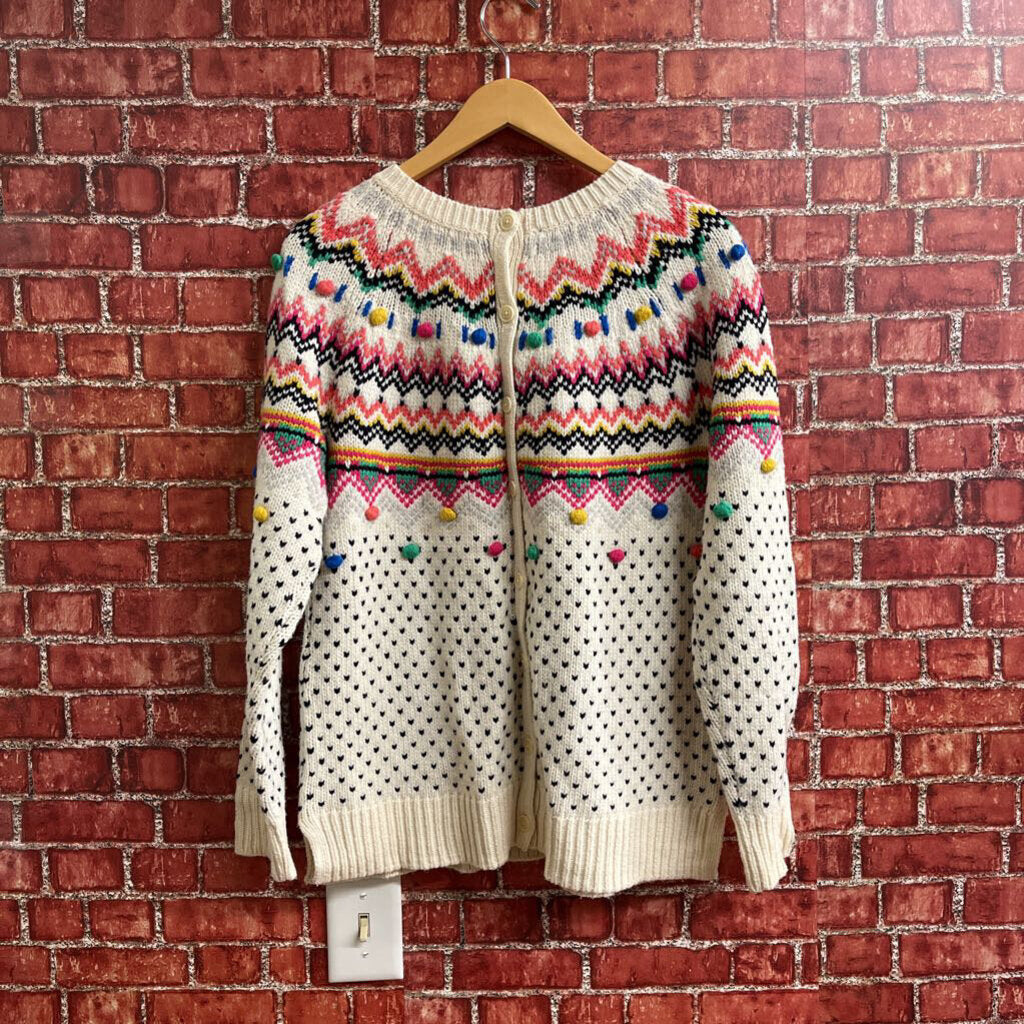 Talbots Knit Sweater White Multi Color Size M