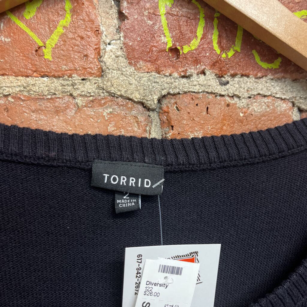 Torrid Patchwork Sweater Black Size 2XL