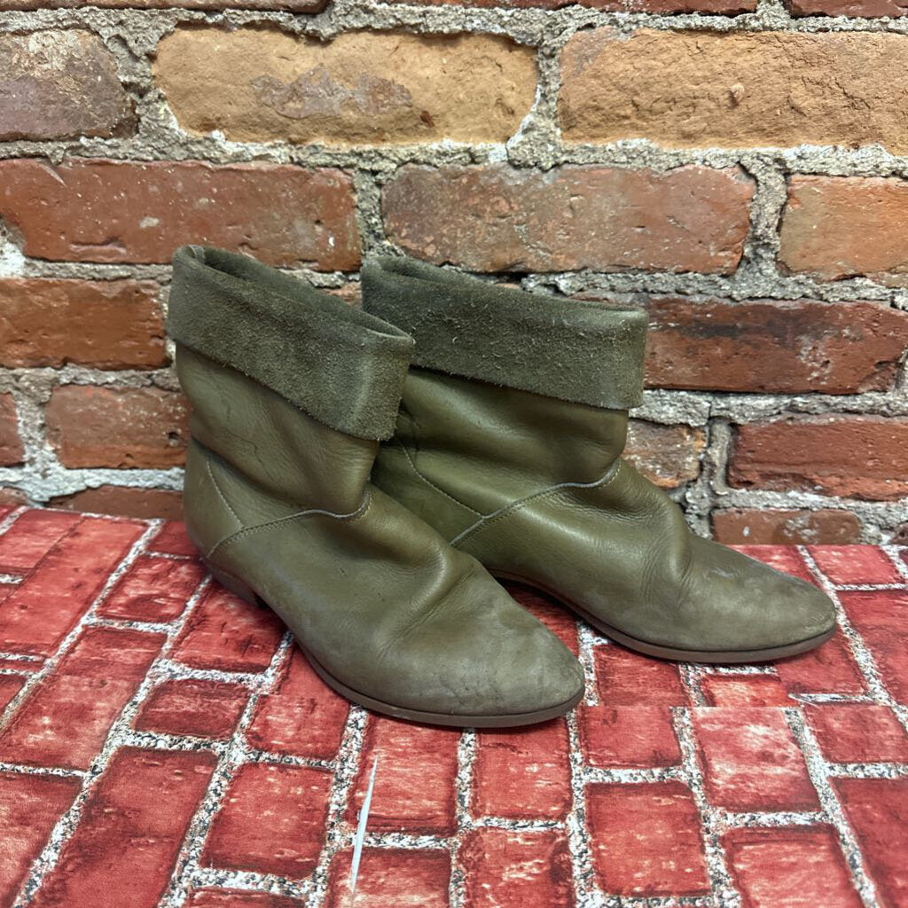 Roots Leather Booties Green Size 7.5L