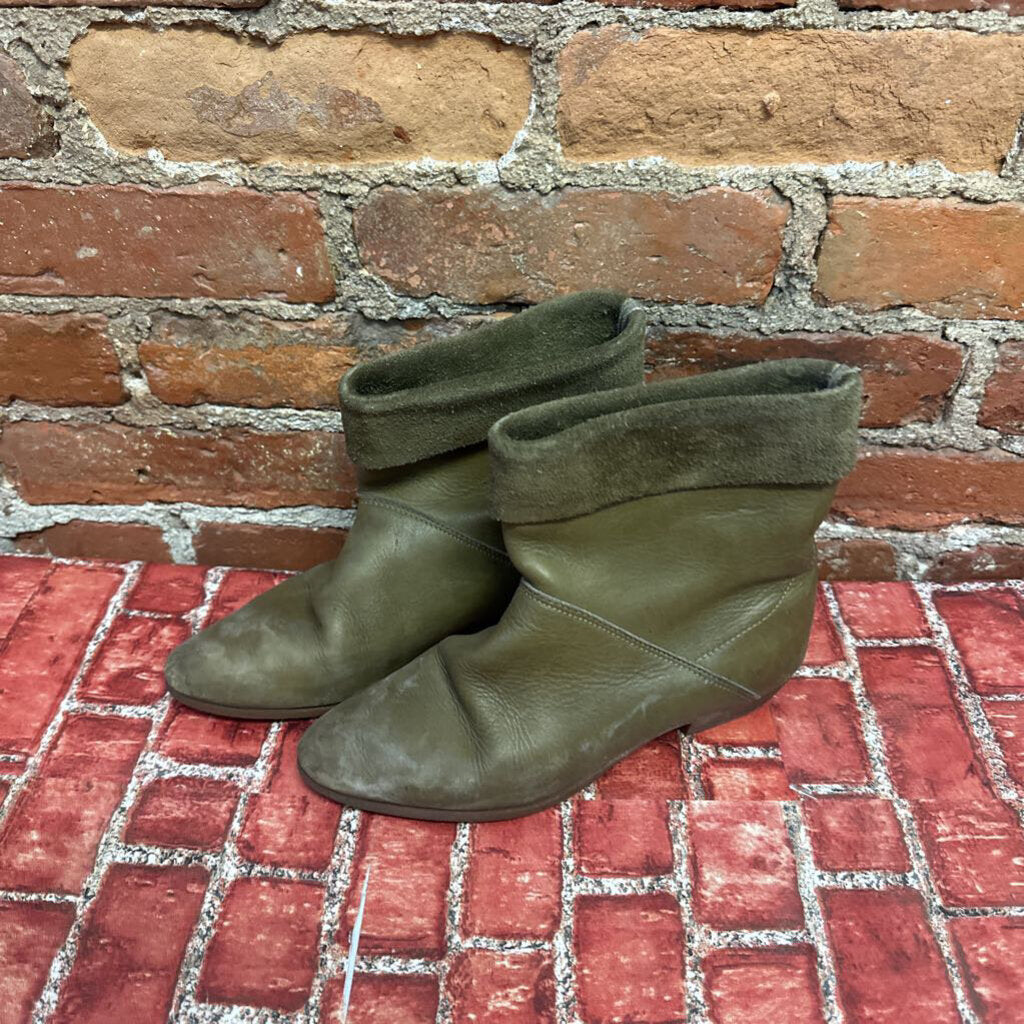 Roots Leather Booties Green Size 7.5L