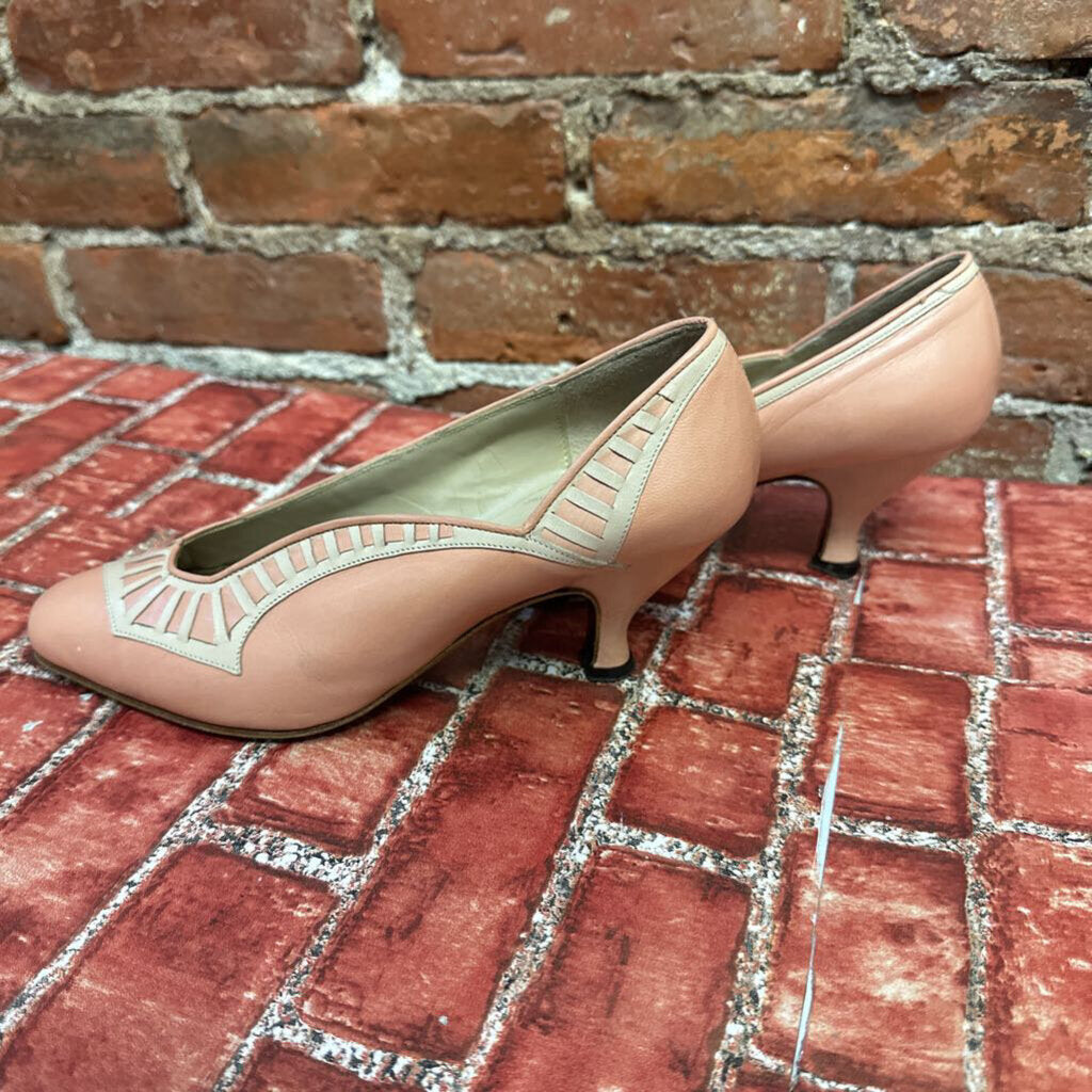 Vintage 70s Peter Fox leather heels Pink White Size 7L