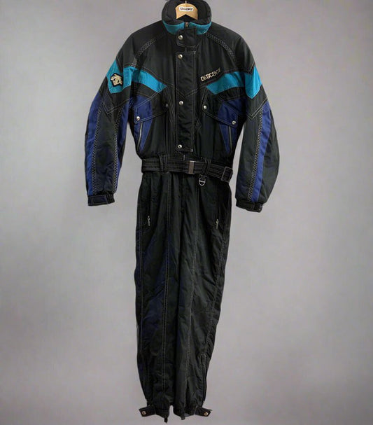 Vintage 80s Descente Ski Suit Black Size M