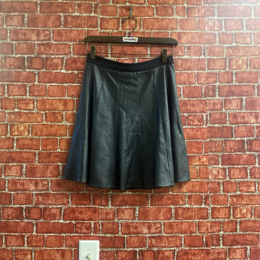 Rebeca Taylor Pleather Pleated Skirt Black Size 2