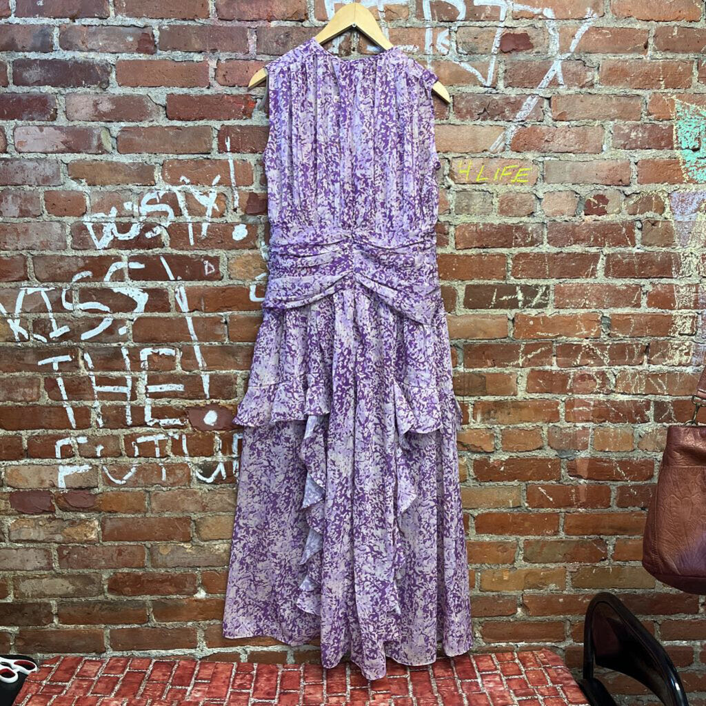 Unbranded Purple Floral Ruffle Maxi Dress Size XL