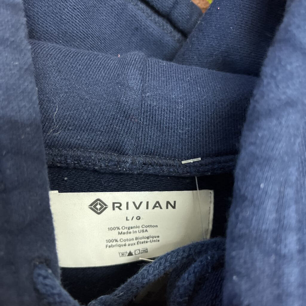 Rivian Custom Patchwork Hoodie Sweatshirt Blue Size L