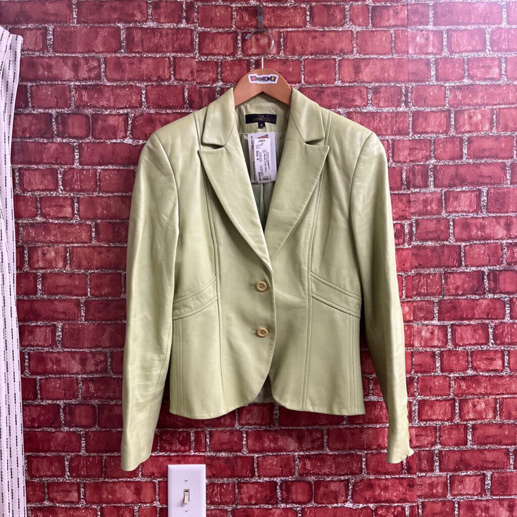 Aid Collection Leather Blazer Green Size 6