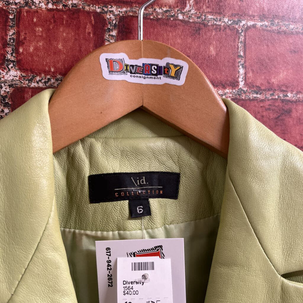 Aid Collection Leather Blazer Green Size 6