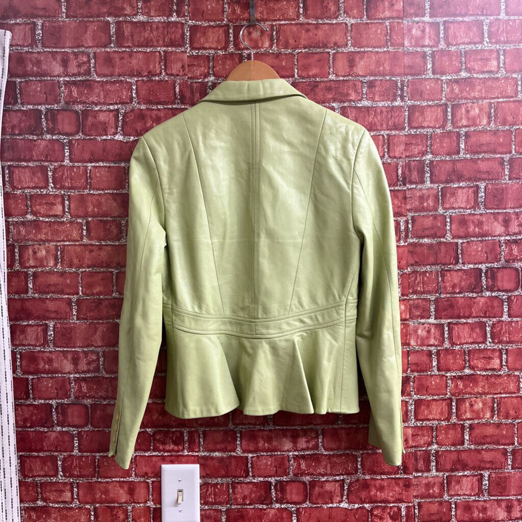 Aid Collection Leather Blazer Green Size 6