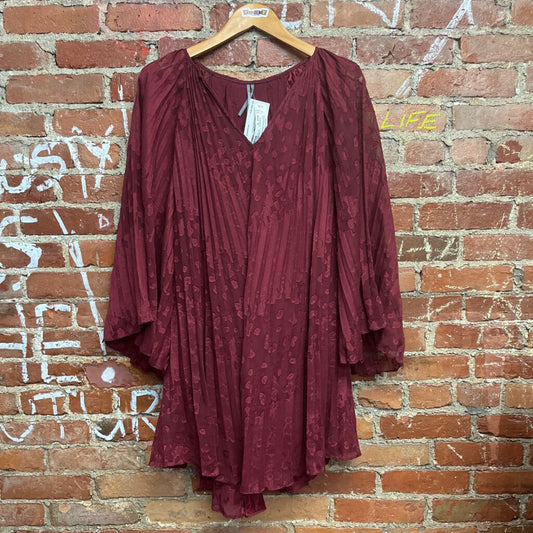 Anthropologie Pleated Midi Dress maroon Size S