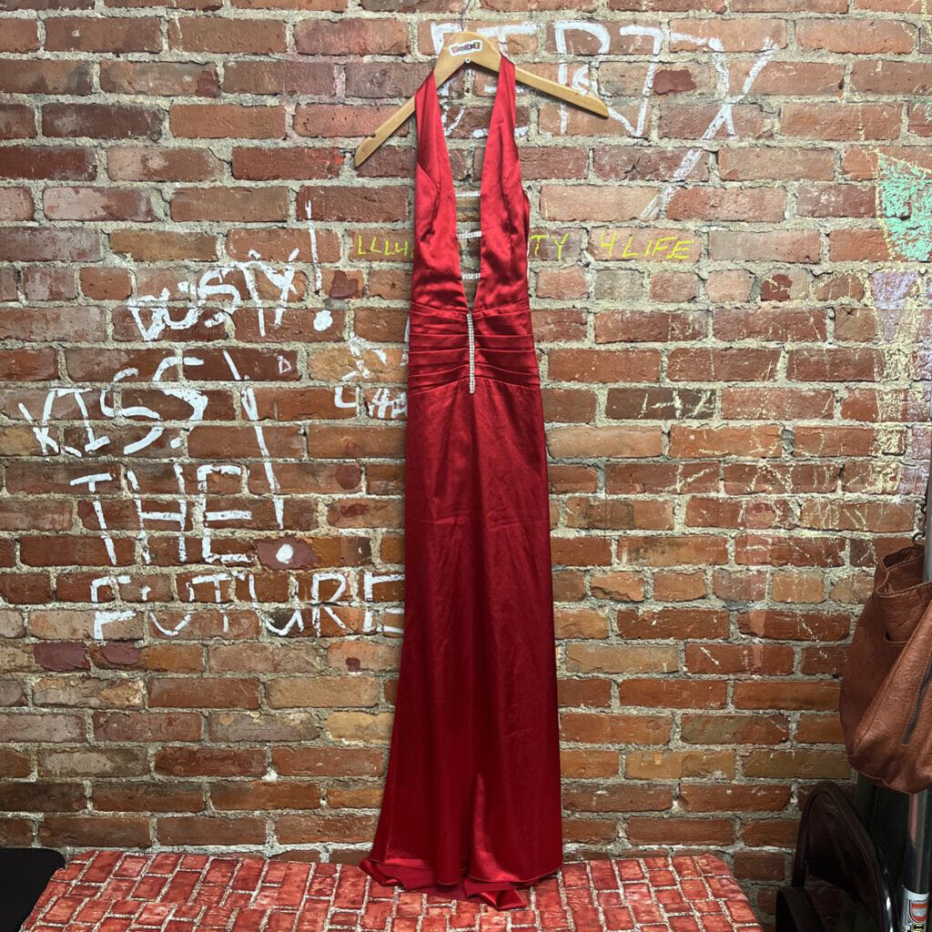 Y2K Fiesta Satin maxi Dress Red Size XS