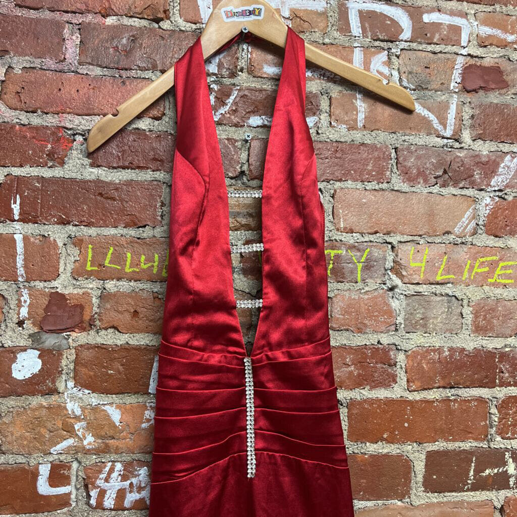 Y2K Fiesta Satin maxi Dress Red Size XS