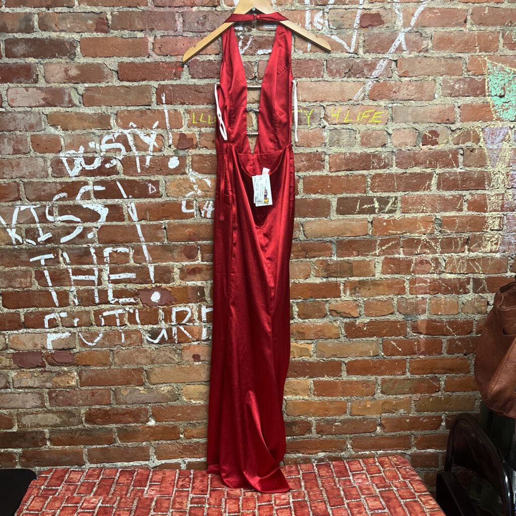 Y2K Fiesta Satin maxi Dress Red Size XS