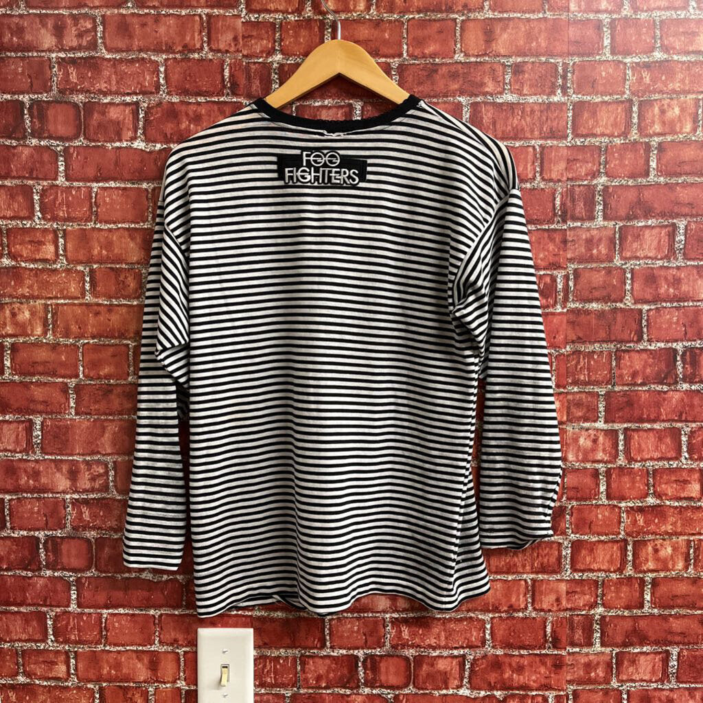 Striped Long Sleeve Tee Black White Size L