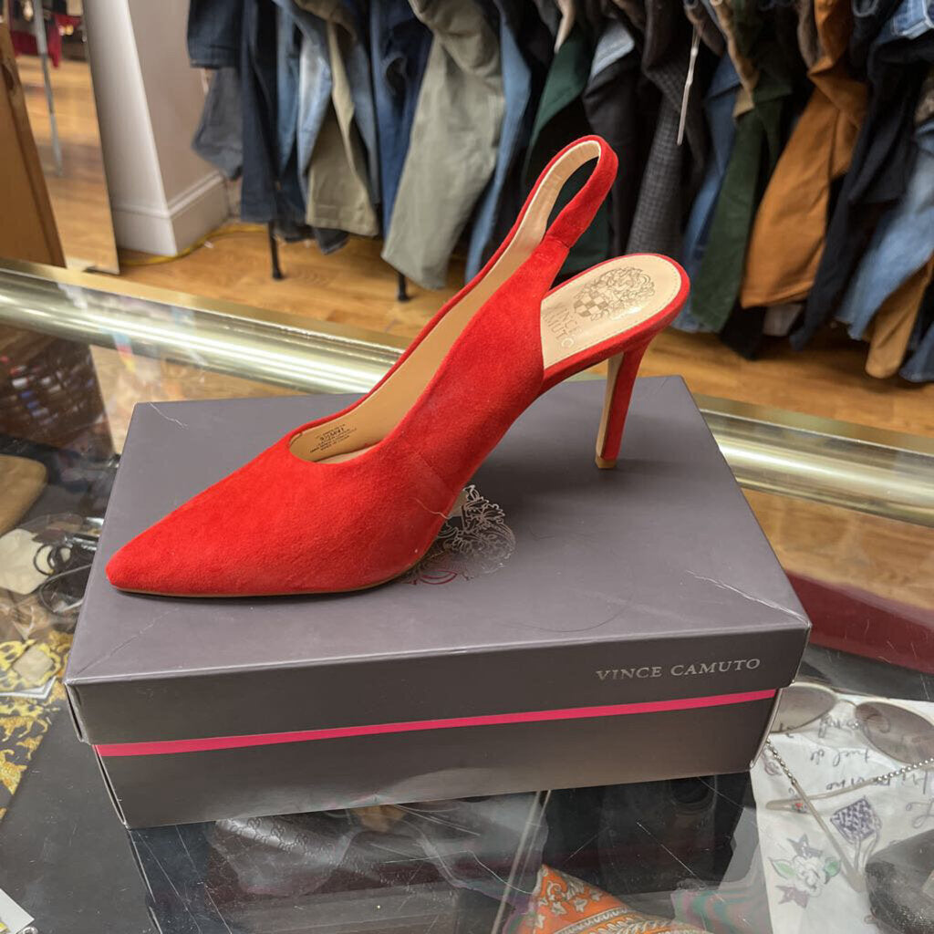 NWT Vince Camuto Suede Slingback Heels Red Size 9.5L