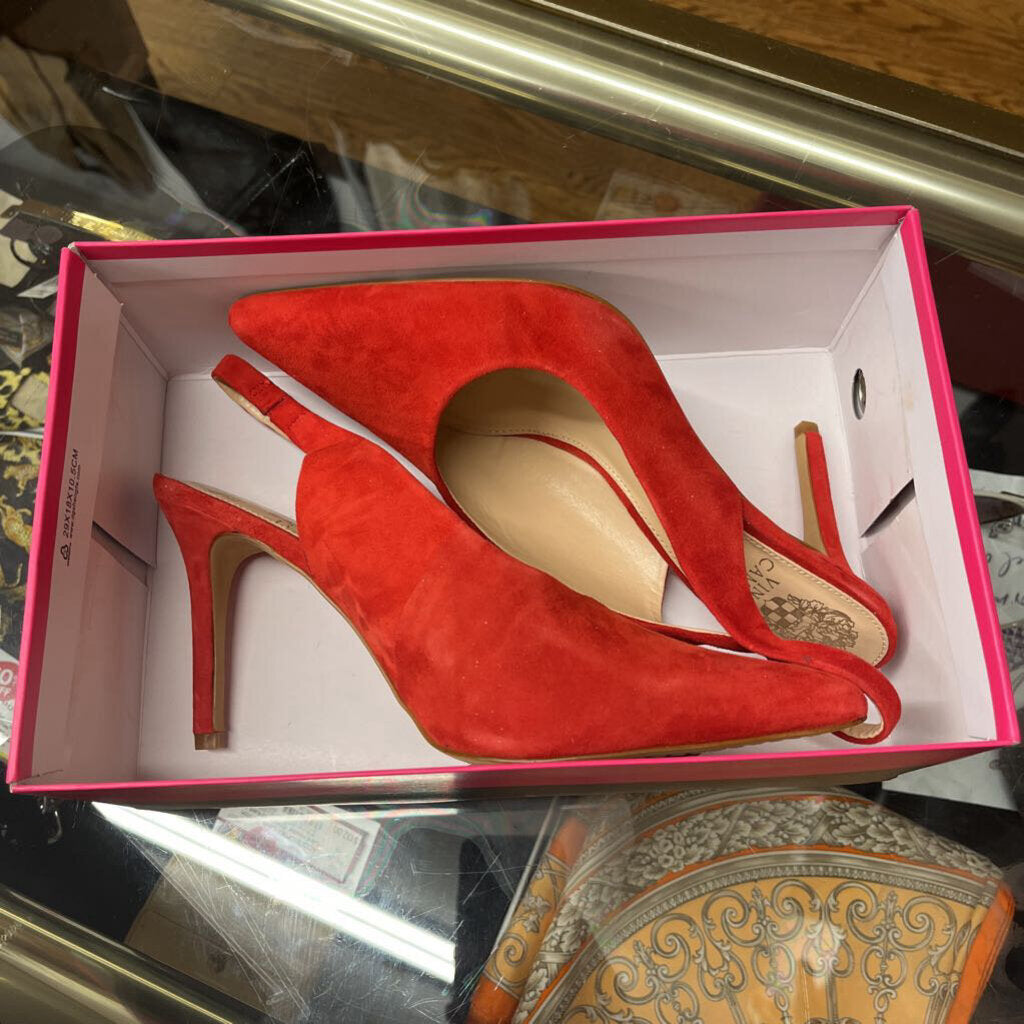 NWT Vince Camuto Suede Slingback Heels Red Size 9.5L