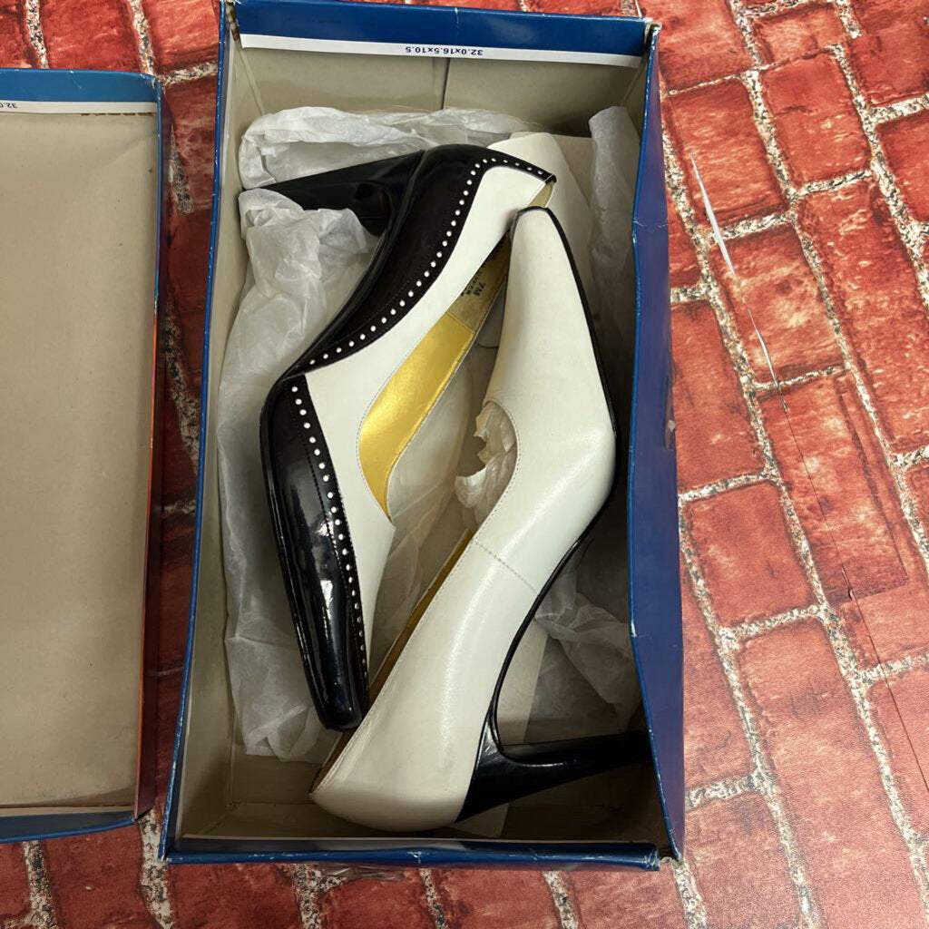 Bellini Patent Leather Heels White Black Size 7L