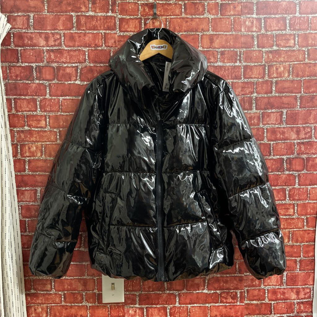 Kendall and Kylie Shiny Puffer Jacket Black Size M