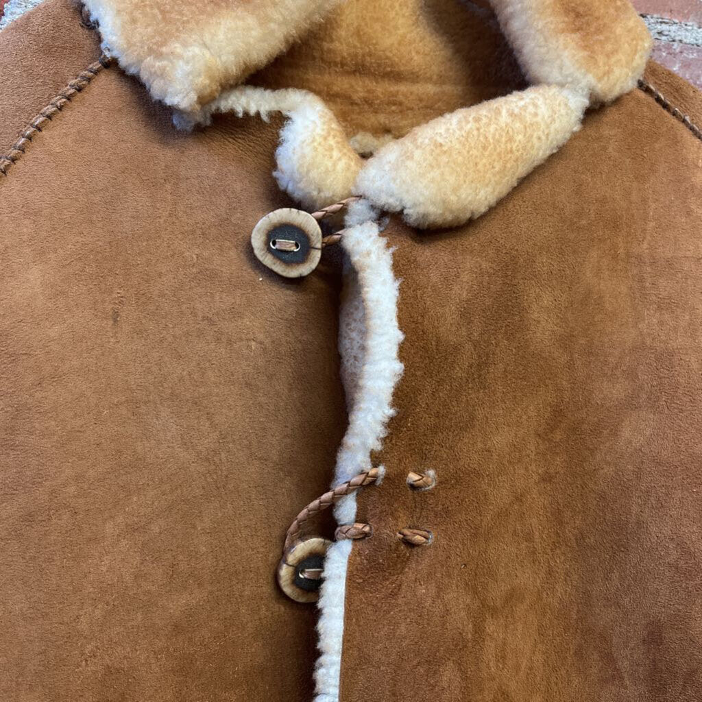 Vintage Hand Made Shearling Coat Brown Size Large