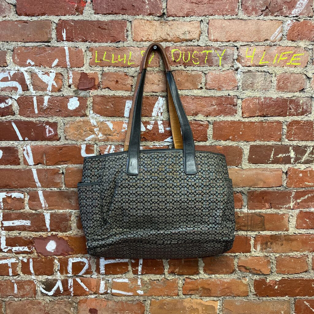 Vintage Coach Signature Monogram Tote Bag Grey CC