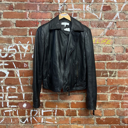 John and Jenn Lambskin Biker Jacket Black Size S