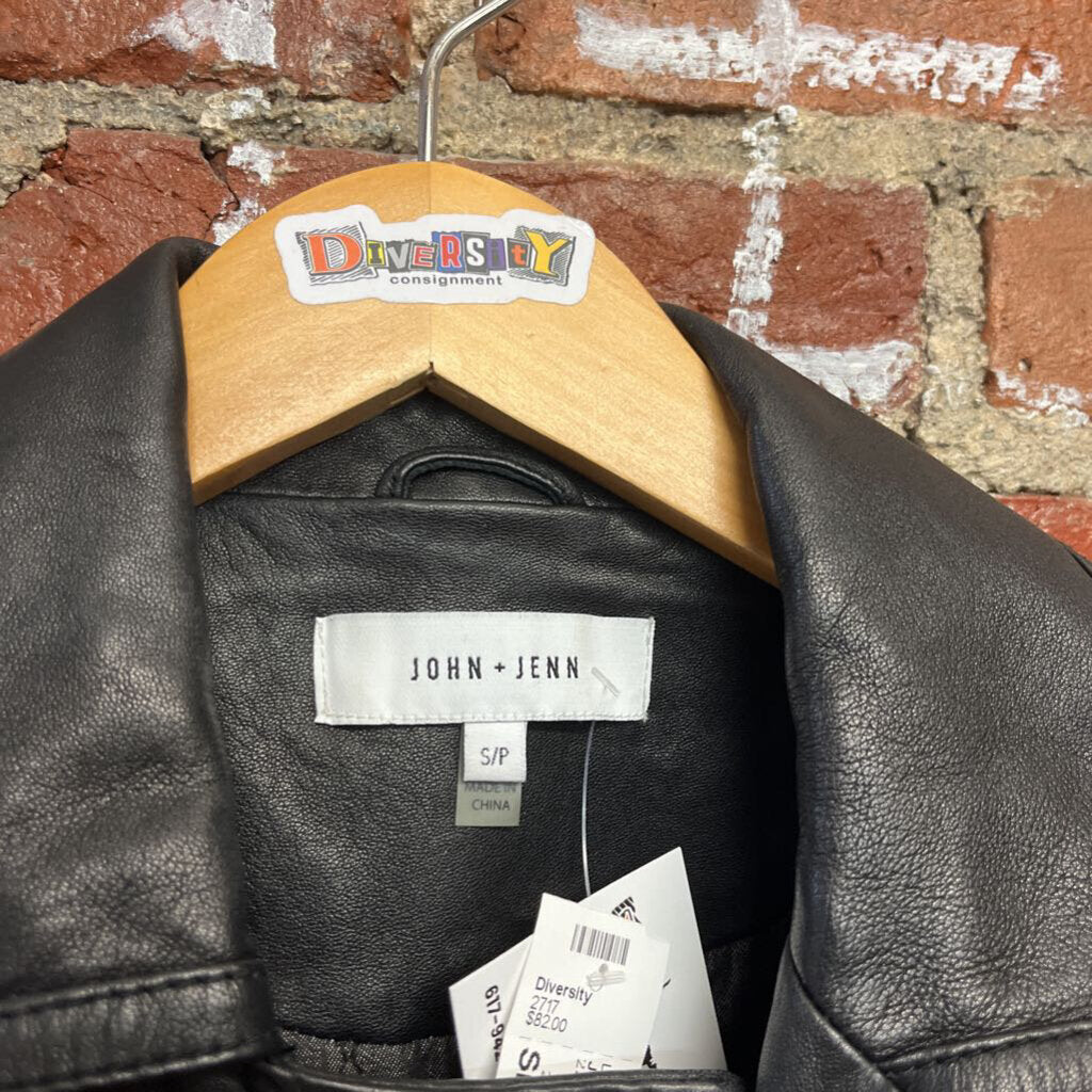 John and Jenn Lambskin Biker Jacket Black Size S